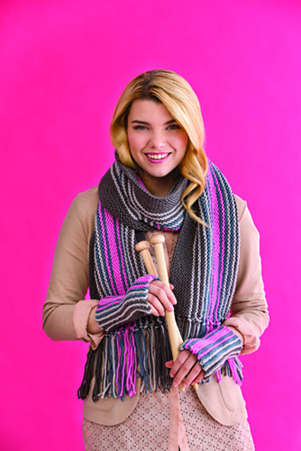 #28 Striped Scarf and Mitts
