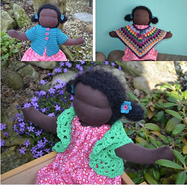 Set of doll clothes : poncho-cardigan-shrug