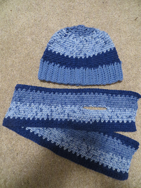 Textured Beanie and Scarf