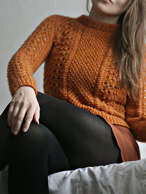 # 01 Pulli mit Zopf-/Wellenmuster und Perlmuster