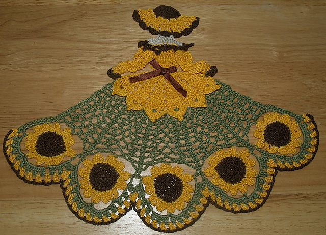 4 Crochet Girl Doily Patterns -Owl-Rose-Apple-Sunflower