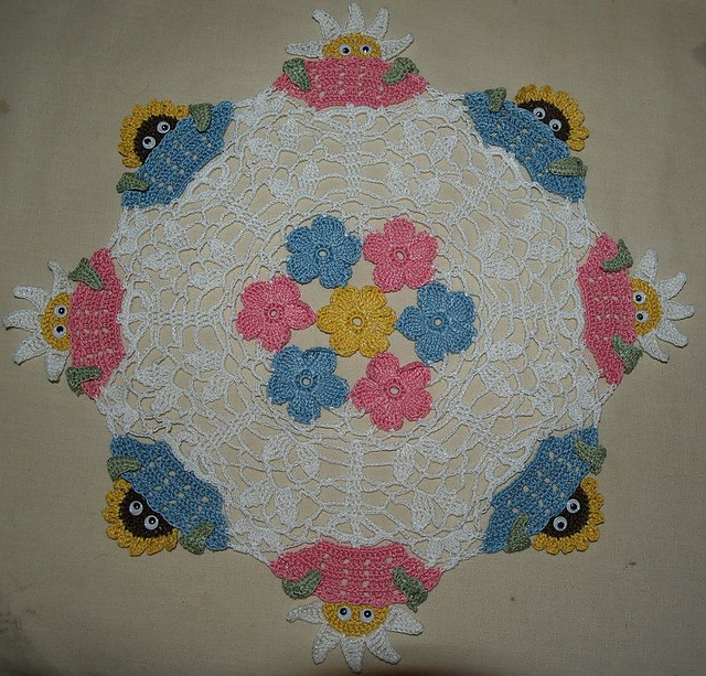 Peeking Flowers Crochet Doily Pattern