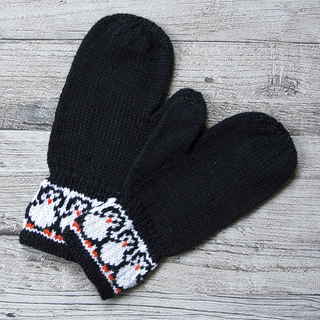 Pingvinmansjettvotter / Penguin mittens