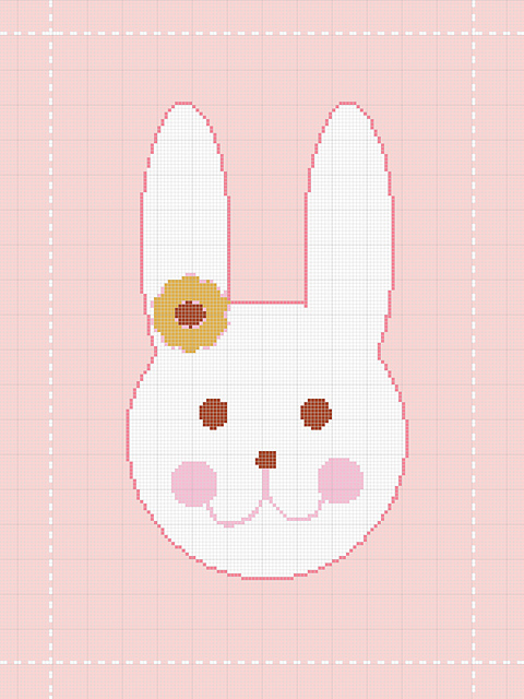 Pink Bunny Crochet Afghan Pattern Chart