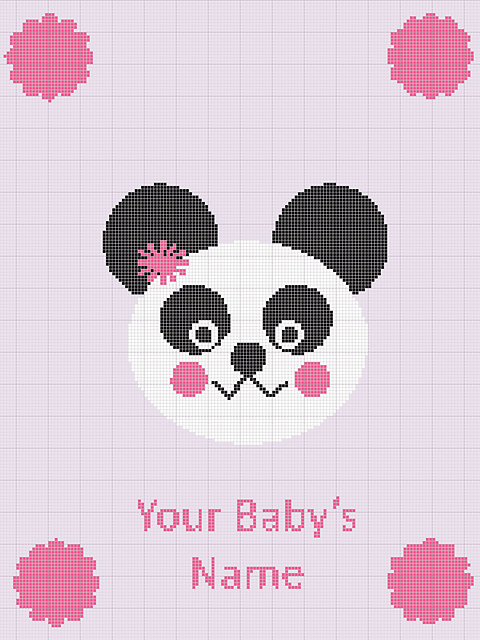 Personalized Panda Crochet Afghan Blanket Pattern Chart
