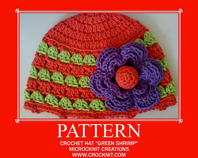 Crochet Hat Green Shrimp