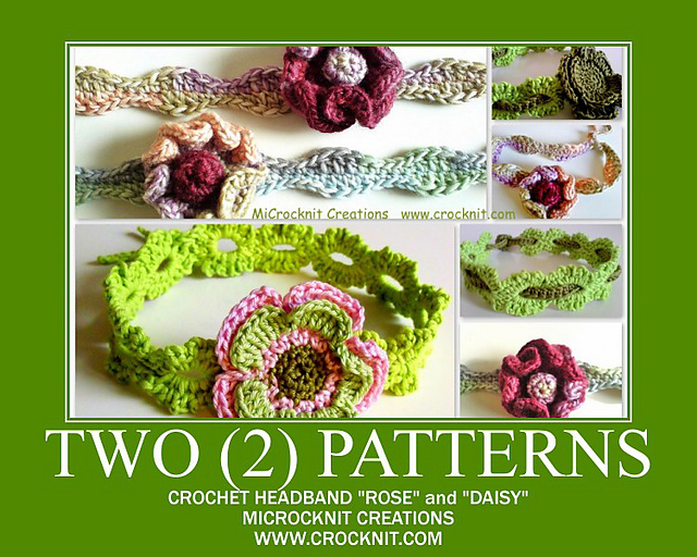 Crochet Headbands Rose and Daisy