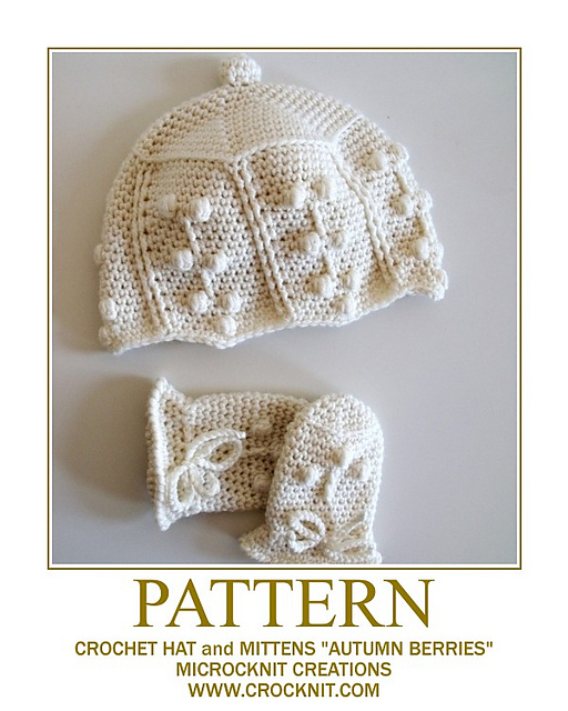 Crochet Hat and Mittens "Autumn Berries"