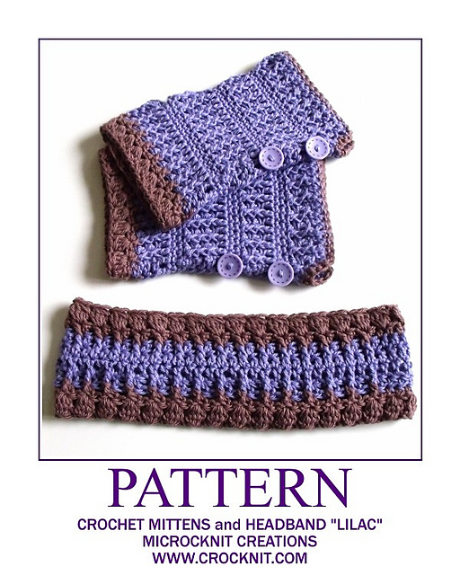 Crochet Mittens and Headband "LILAC"