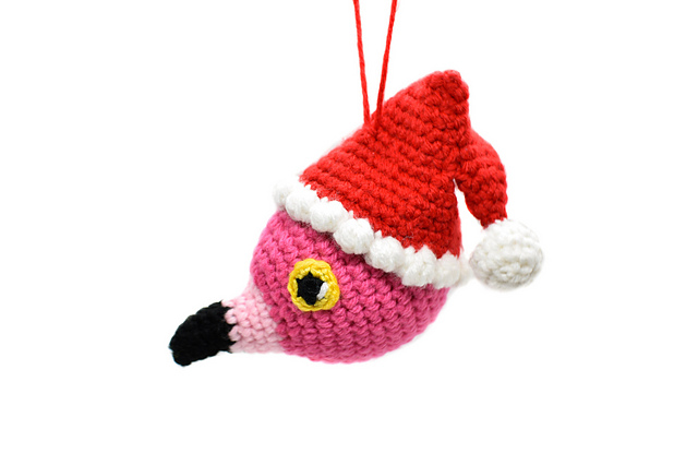 Santa Flamingo Amigurumi Christmas Ornament