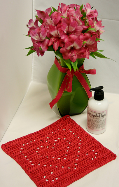 February Hearts & Flowers Washcloth