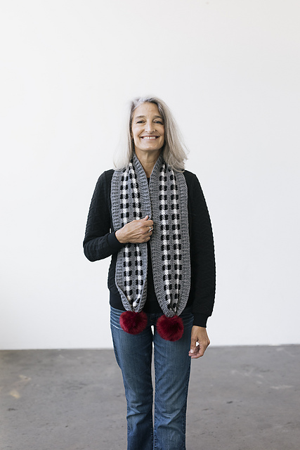 Buffalo Check Pom-Pom Scarf