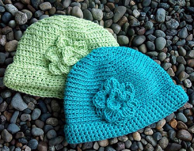 Worsted Weight Crocheted Flower Hat