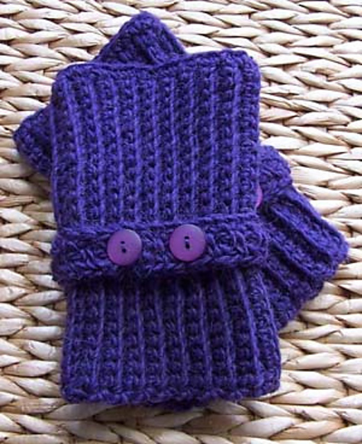 Crocheted Ribbed Fingerless Mitts