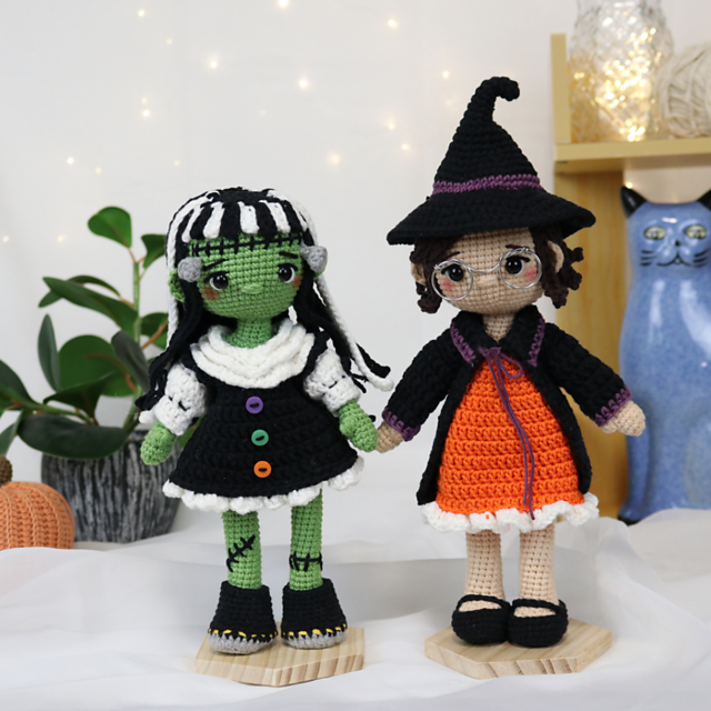 Witch and Frankenstein Dolls