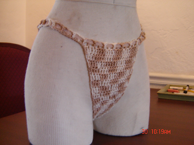 Crochet Thong with Applique Flower
