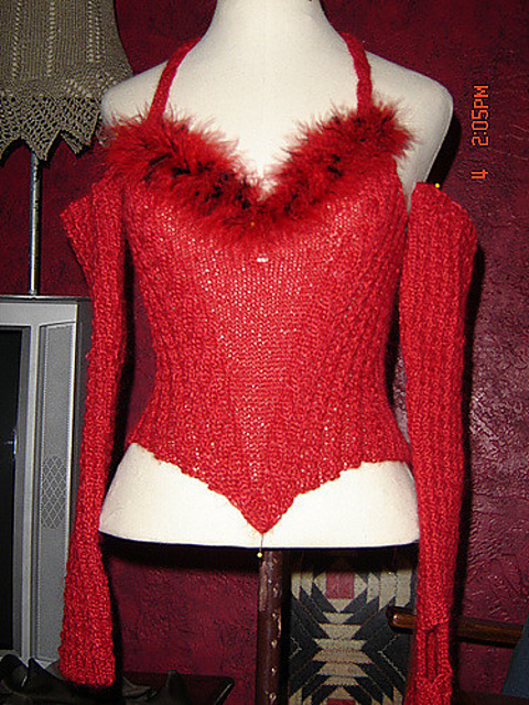 Feather-Trimmed Cabled Bustier