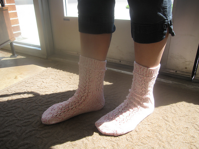 Toe Up and Cuff Down Lace Socks