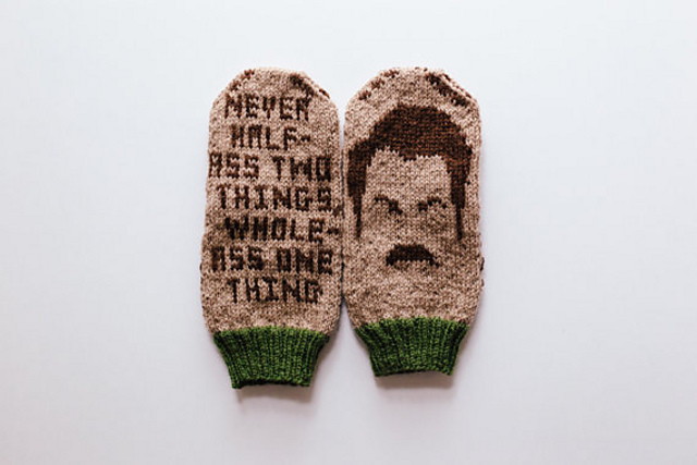 Ron Swanson Knit Mittens