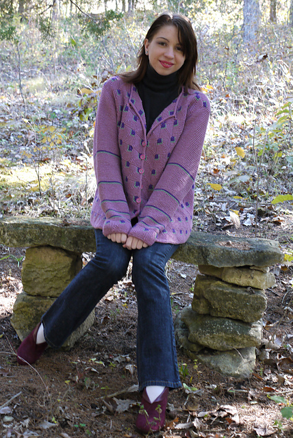 Lavender Mini-Mitered Cardigan