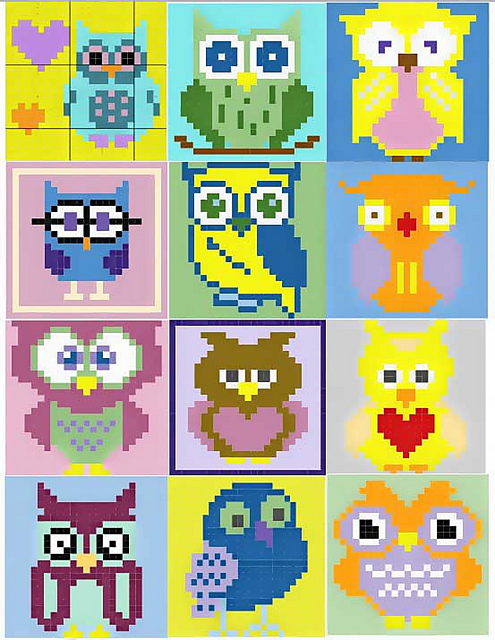 Whimsical Owls 1-12 C2C