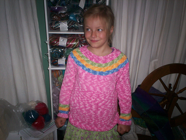 Jumper with striped circular yoke