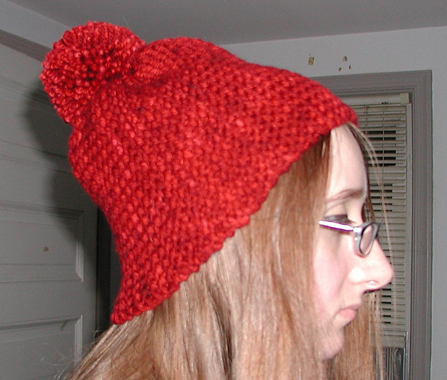 Garter Stitch Pom Pom Hat