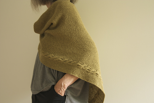 knit shawl on the bias