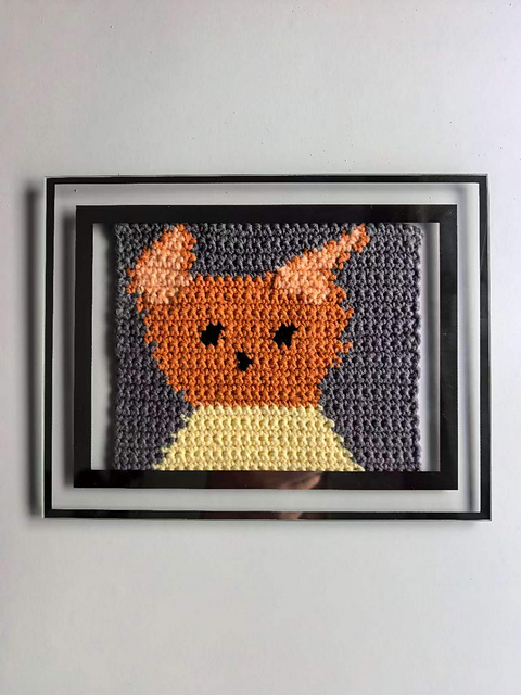 Framed Tabby Cat Pixel Portrait