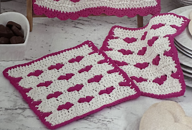 Popcorn Hearts Dishcloth