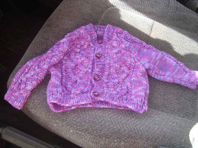 Design 2 Raglan cardigan with cable panel