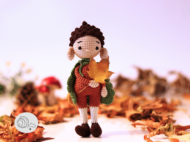 Crochet acorn elf