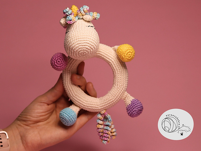 Crochet unicorn rattle