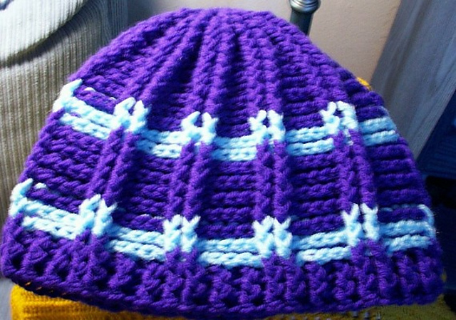 Ribbed & Striped Crochet Cap - Looks Knitted