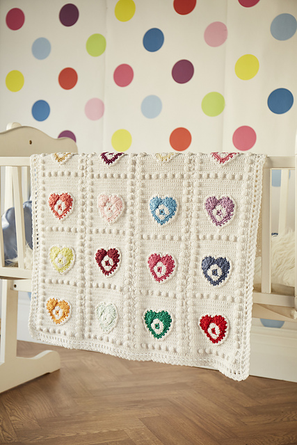 Hearts and Bobbles Baby Blanket