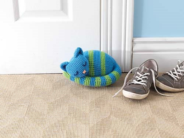 Sleepy Kitty Doorstop