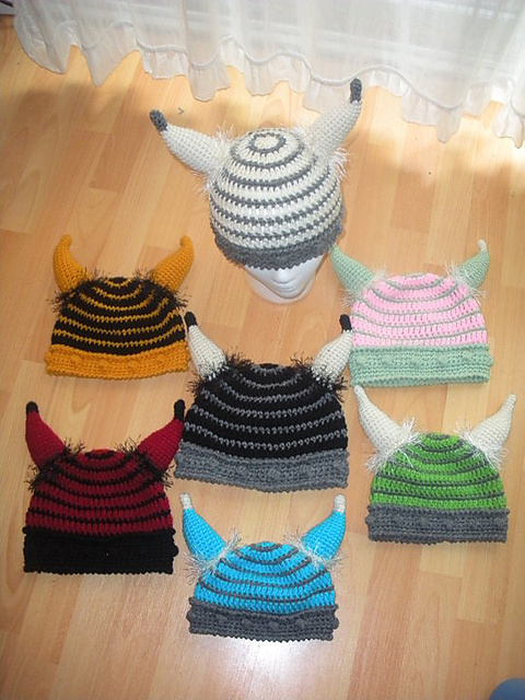 Striped Viking Helmet beanie Barbarians