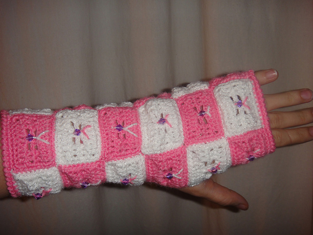 Butterfly Motif Fingerless Mitts