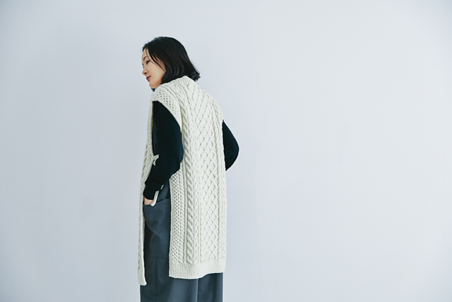 Palejuteペールジュートケーブルロングベスト Pale JuteCable long vest - Pale Jute