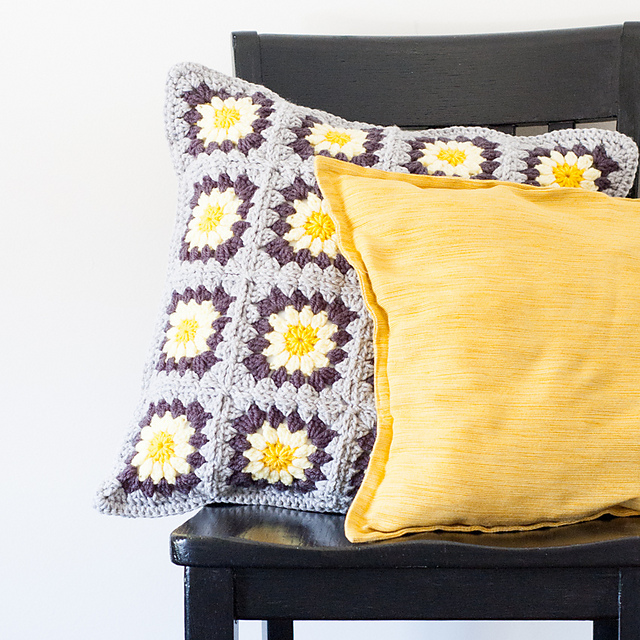 Daisy Granny Square Pillow