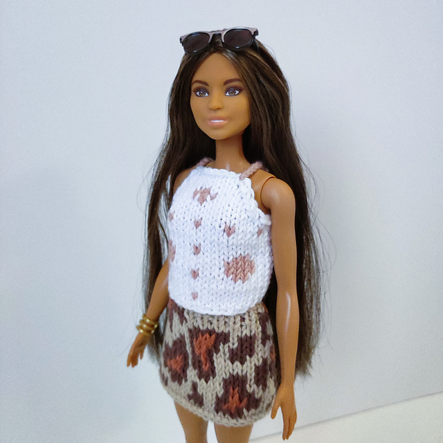 Leopard skirt and top for Barbie doll