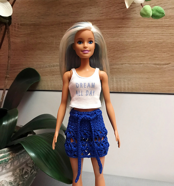 Blue skirt with belt for Barbie