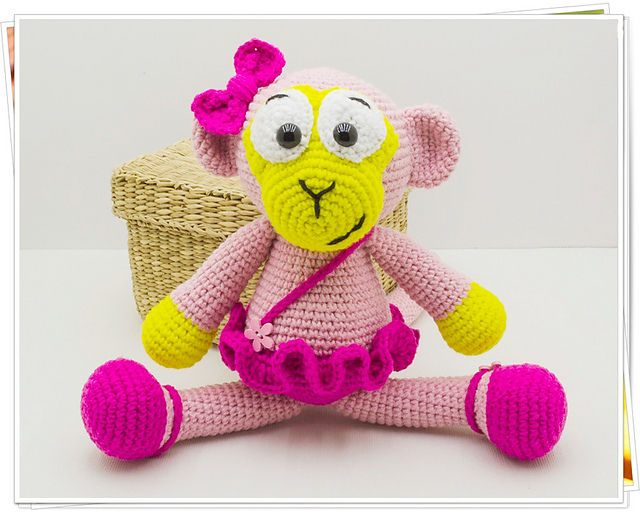 Amigurumi Pink Monkey Ballerina