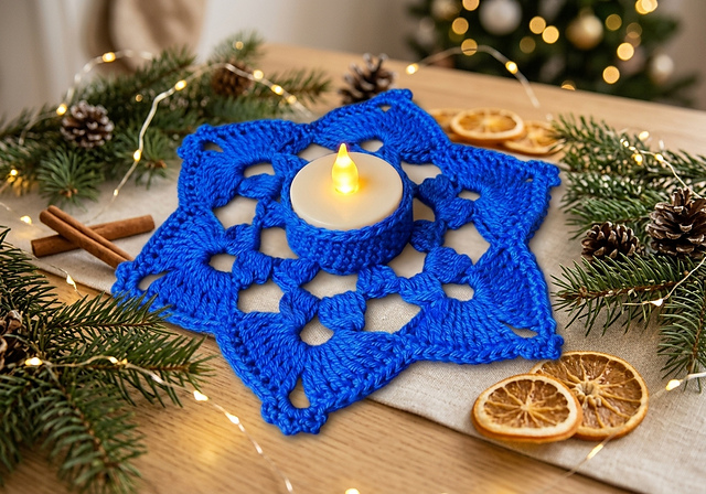 Crochet Snowflake Candle Coaster