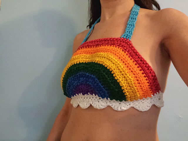 Rainbow Cotton Bikini Halter Top