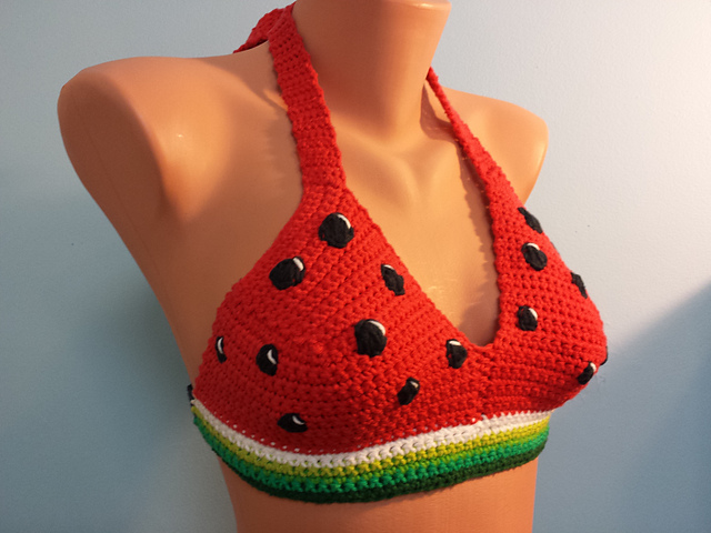 Watermelon Cotton Halter Bikini Top