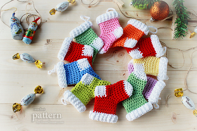 Crochet Christmas Stocking Ornaments