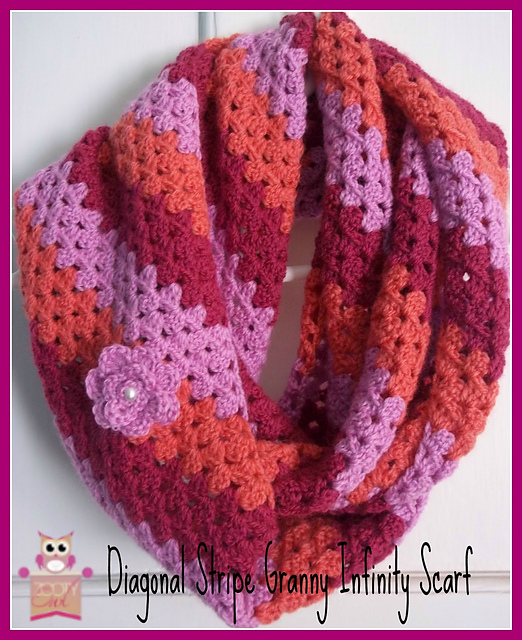 Diagonal Granny Stripe Infinity Scarf